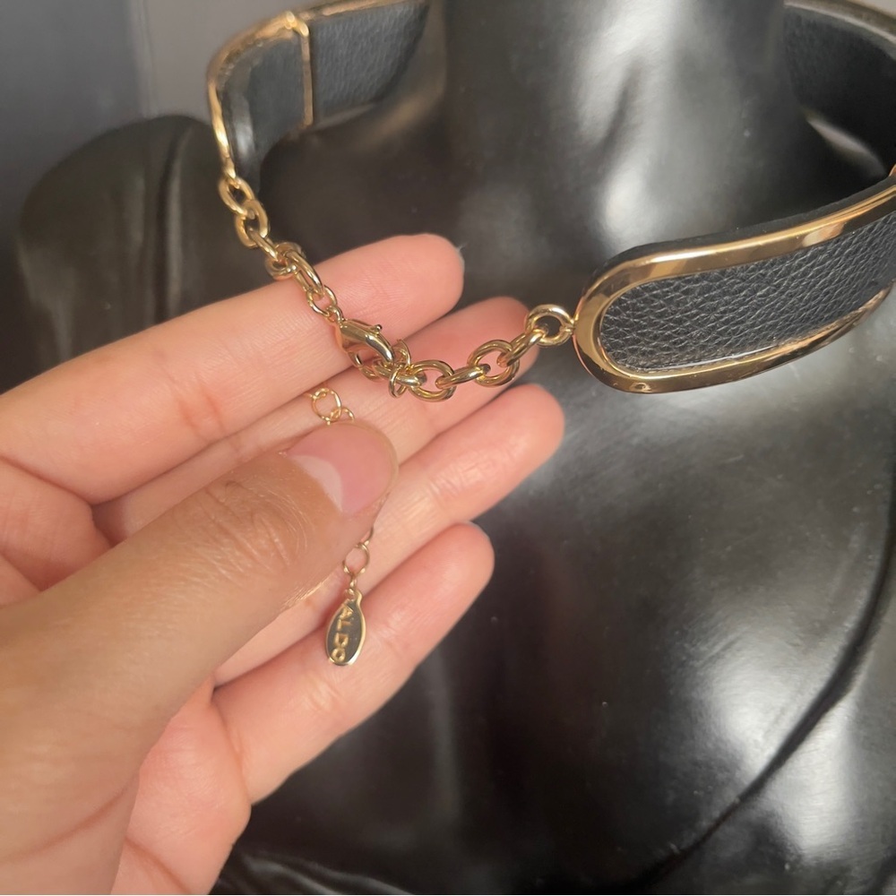 Aldo black leather gold tone choker - Picture 3 of 4